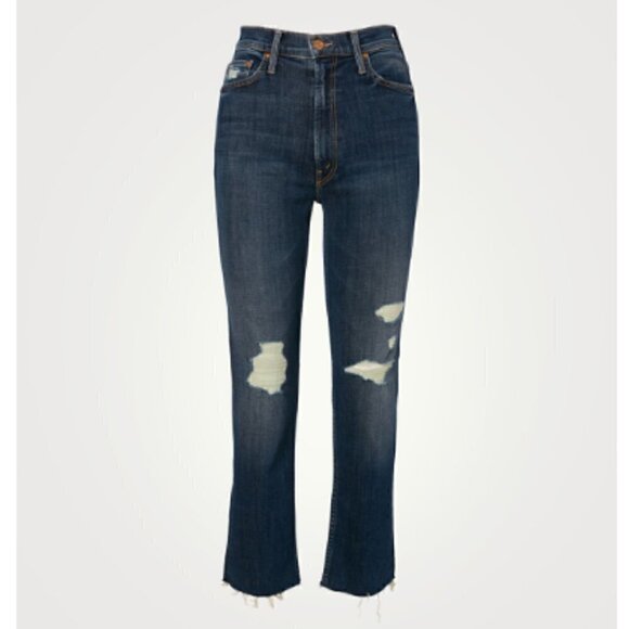 MOTHER High Waisted Rider Ankle Fray Distressed Cropped Skinny Jeans - 28" - Picture 1 of 14